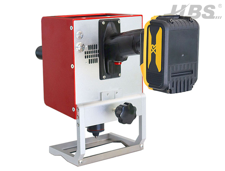 Industrial operator using an untethered metal marking tool on site